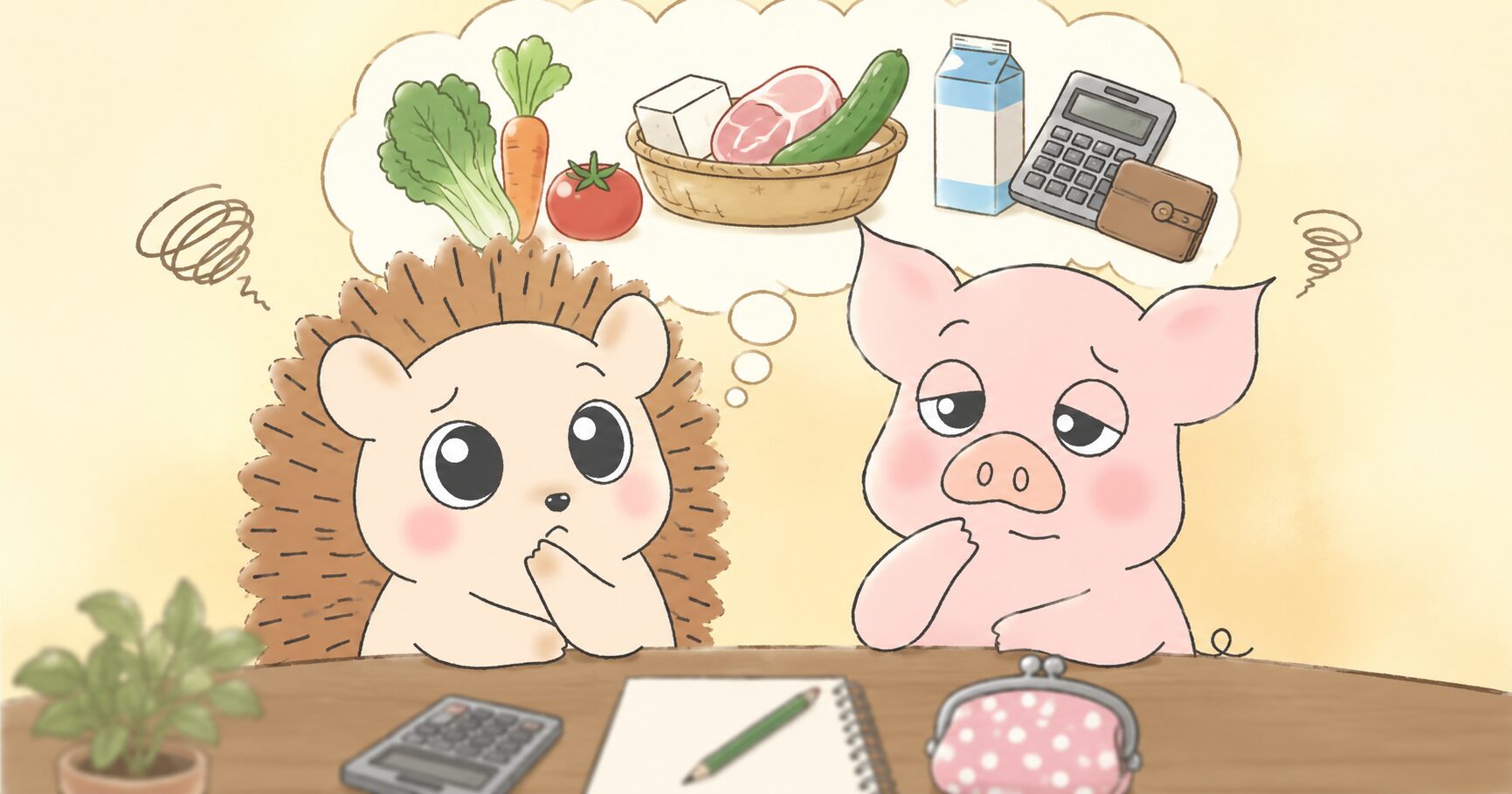 家計の固定費を見直してスッキリするイメージイラスト
