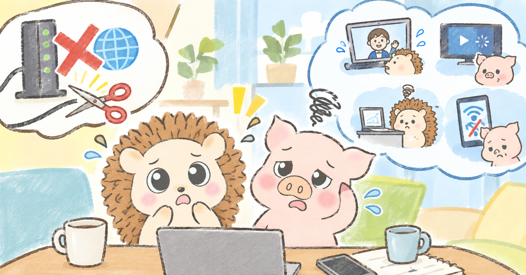 ネット接続トラブルで困るハリーとトン吉のアイキャッチ画像